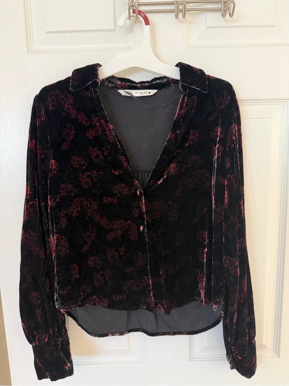 Zara Floral Velvet Blouse